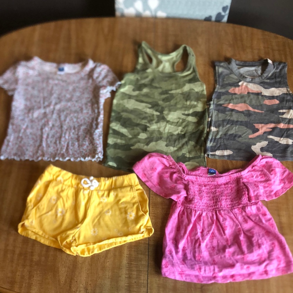 Girls size 6-7 lot of shirts and one pair of shorts